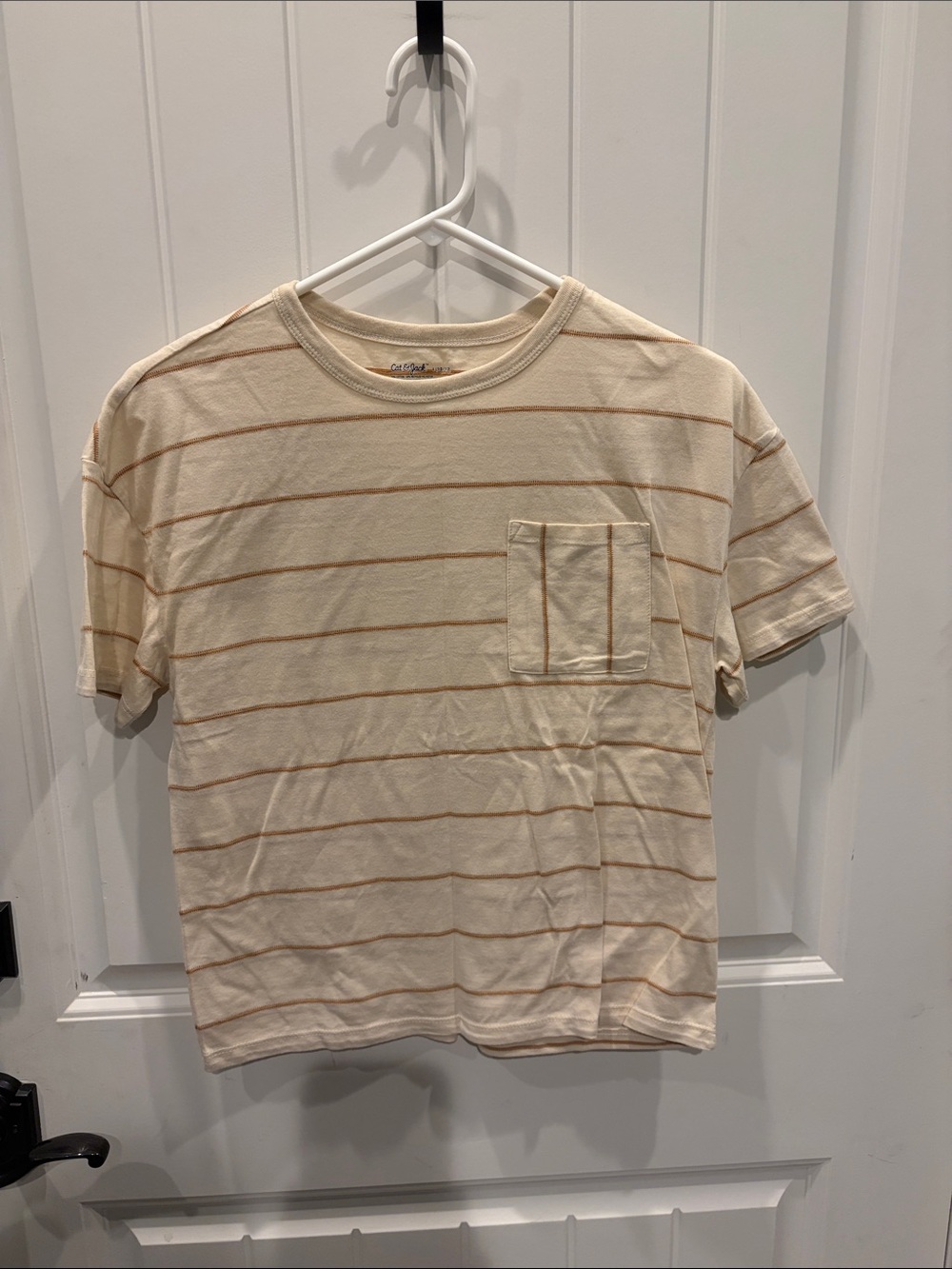 Boy's Cream Striped Pocket T-Shirt